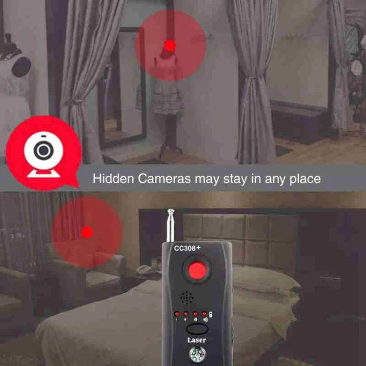 CC308 Máy dò laser camera toàn dải, thiết bị tìm tín hiệu camera không dây mini GSM