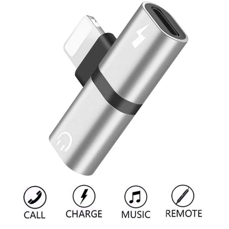 Bộ chuyển đổi tai nghe Zs-18182 2 trong 1 8 Pin đực sang 8 Pin sạc + 8 Pin âm thanh cái, hỗ trợ gọi và điều chỉnh âm lượng, tương thích hệ điều hành IOS 13