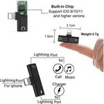 Bộ chuyển đổi tai nghe Zs-18182 2 trong 1 8 Pin đực sang 8 Pin sạc + 8 Pin âm thanh cái, hỗ trợ gọi và điều chỉnh âm lượng, tương thích hệ điều hành IOS 13