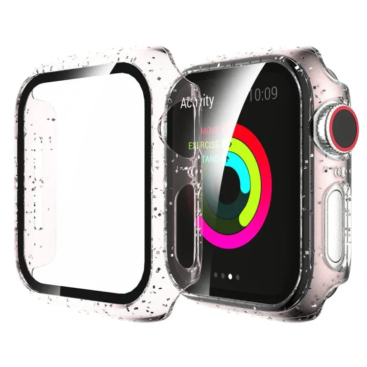 Ốp Lưng Tích Hợp Màn Hình Kính Cường Lực Bột Lấp Lánh PC Cho Apple Watch Series 4/5/6 & SE 1/2/3 44mm