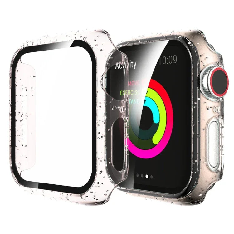 Ốp Lưng Tích Hợp Màn Hình Kính Cường Lực Bột Lấp Lánh PC Cho Apple Watch Series 4/5/6 & SE 1/2/3 44mm