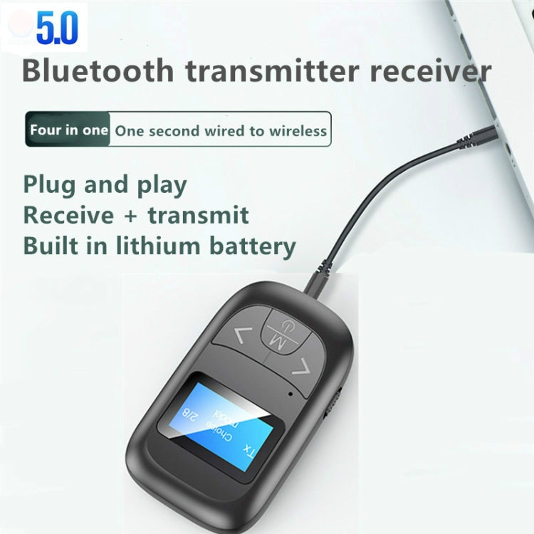 Bộ chuyển đổi Bluetooth 2 trong 1 T14 gọi rảnh tay trên xe, bộ thu phát Bluetooth với màn hình kỹ thuật số LCD, T14