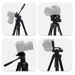 Chân đế quay phim L-3600 với gimbal giảm chấn ba chiều, tấm tháo nhanh có thể tháo rời, điều chỉnh chiều cao 62-170cm cho máy ảnh SLR, đèn chiếu sáng trực tiếp, máy chiếu (Đen), L-3600