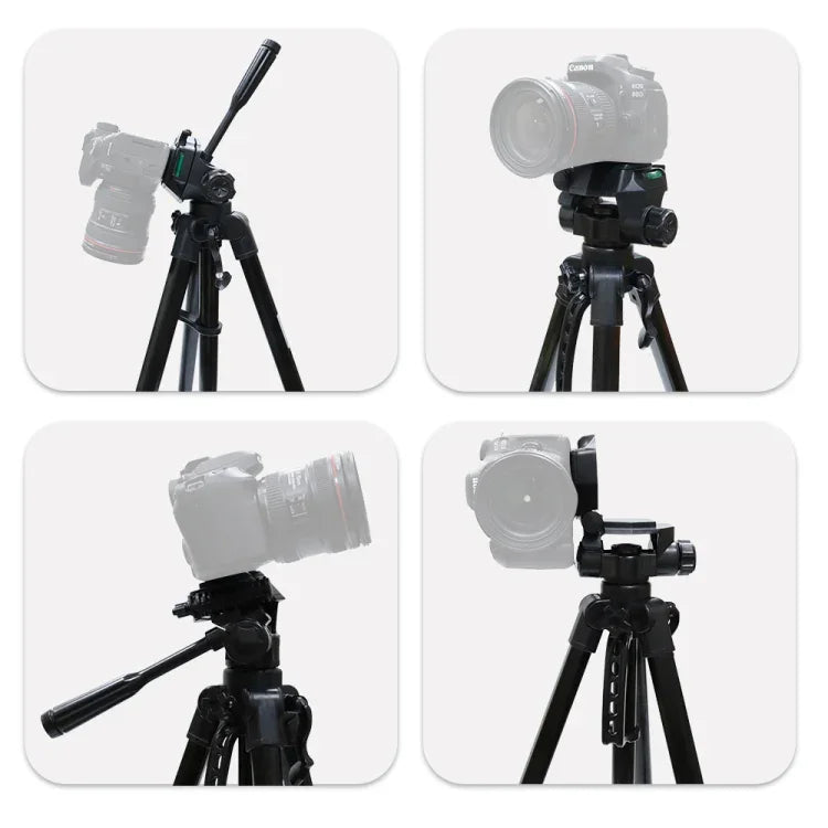 Chân đế quay phim L-3600 với gimbal giảm chấn ba chiều, tấm tháo nhanh có thể tháo rời, điều chỉnh chiều cao 62-170cm cho máy ảnh SLR, đèn chiếu sáng trực tiếp, máy chiếu (Đen), L-3600
