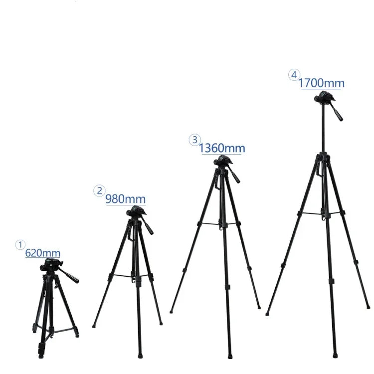 Chân đế quay phim L-3600 với gimbal giảm chấn ba chiều, tấm tháo nhanh có thể tháo rời, điều chỉnh chiều cao 62-170cm cho máy ảnh SLR, đèn chiếu sáng trực tiếp, máy chiếu (Đen), L-3600