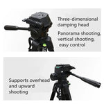 Chân đế quay phim L-3600 với gimbal giảm chấn ba chiều, tấm tháo nhanh có thể tháo rời, điều chỉnh chiều cao 62-170cm cho máy ảnh SLR, đèn chiếu sáng trực tiếp, máy chiếu (Đen), L-3600