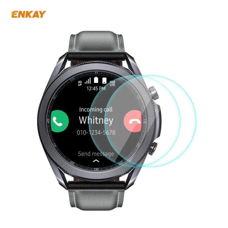 2 miếng dán kính cường lực 0.2mm 9H 2.15D cạnh cong ENKAY Hat-Prince, dành cho Samsung Galaxy Watch 3 45mm, dành cho Samsung Galaxy Watch 3 41mm