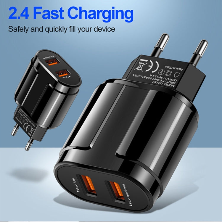 Đầu sạc di động đa năng USB đôi cho điện thoại di động, máy tính bảng, bộ sạc du lịch, phích cắm EU, phích cắm EU
