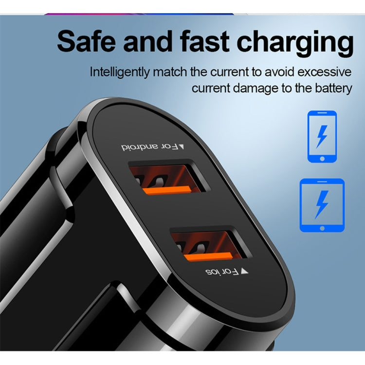 Đầu sạc di động đa năng USB đôi cho điện thoại di động, máy tính bảng, bộ sạc du lịch, phích cắm EU, phích cắm EU