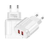 Đầu sạc di động đa năng USB đôi cho điện thoại di động, máy tính bảng, bộ sạc du lịch, phích cắm EU, phích cắm EU