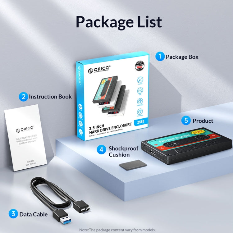 Hộp đựng ổ cứng USB 3.0 SATA 2.5 inch ORICO 2580U3, hộp ổ cứng di động cổ điển, 2580U3