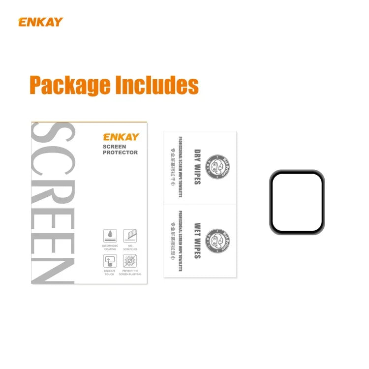 ENKAY Hat-Prince 0.2mm Độ Cứng Bề Mặt 9H 3D Chống Nổ Viền Hợp Kim Nhôm Kính Cường Lực Toàn Màn Hình, Dành Cho Apple Watch 6/5/4/SE 40mm, Dành Cho Apple Watch 6/5/4/SE 44mm