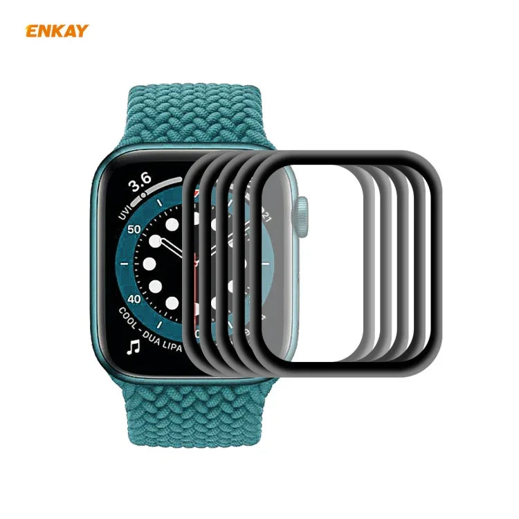 5 cái ENKAY Hat-Prince 3D Kính cường lực bảo vệ màn hình HD viền mềm PC toàn màn hình + PMMA, Dành cho Apple Watch 6/5/4/SE 44mm, Dành cho Apple Watch 6/5/4/SE 40mm