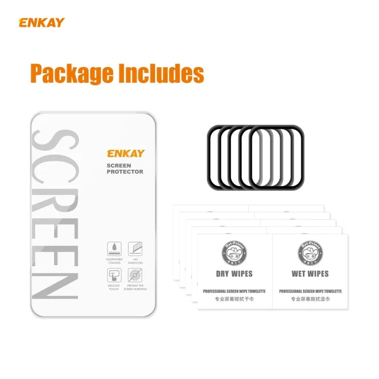 5 cái ENKAY Hat-Prince 3D Kính cường lực bảo vệ màn hình HD viền mềm PC toàn màn hình + PMMA, Dành cho Apple Watch 6/5/4/SE 44mm, Dành cho Apple Watch 6/5/4/SE 40mm
