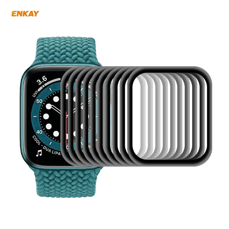 10 cái ENKAY Hat-Prince 3D Kính cường lực bảo vệ màn hình HD viền mềm PC toàn màn hình + PMMA, Dành cho Apple Watch 6/5/4/SE 44mm, Dành cho Apple Watch 6/5/4/SE 40mm
