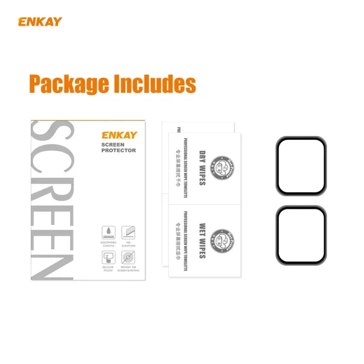 2 cái ENKAY Hat-Prince 3D Kính cường lực bảo vệ màn hình HD viền mềm PC toàn màn hình + PMMA, Dành cho Apple Watch 6/5/4/SE 44mm, Dành cho Apple Watch 6/5/4/SE 40mm