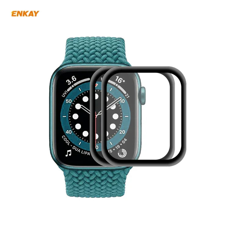 2 cái ENKAY Hat-Prince 3D Kính cường lực bảo vệ màn hình HD viền mềm PC toàn màn hình + PMMA, Dành cho Apple Watch 6/5/4/SE 44mm, Dành cho Apple Watch 6/5/4/SE 40mm