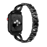 Dây đeo cổ tay thép không gỉ nguyên khối đính kim cương hình chữ X cho Apple Watch Series 3 & 2 & 1 38mm