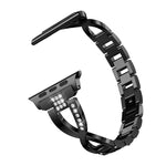 Dây đeo cổ tay thép không gỉ nguyên khối đính kim cương hình chữ X cho Apple Watch Series 3 & 2 & 1 38mm
