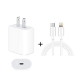 2 in 1 PD 20W Single USB-C / Type-C Port Travel Charger + 3A PD3.0 USB-C / Type-C to 8 Pin Fast Charge Data Cable Set, Cable Length: 1m, US Plug, 20W 1m