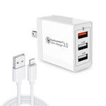 Bộ sạc nhanh đa năng 2 trong 1 SDC-30W cáp dữ liệu USB sang 8 Pin + 30W QC 3.0 USB + 2 cổng USB 2.0 2.4A cho điện thoại di động và máy tính bảng, phích cắm Mỹ, kèm cáp 8 Pin