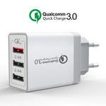 Bộ sạc nhanh du lịch SDC-30W 2 trong 1 cáp dữ liệu USB sang 8 Pin + 30W QC 3.0 USB + 2.4A cổng USB 2.0 kép cho điện thoại di động máy tính bảng PC, phích cắm EU, kèm cáp 8 Pin, phích cắm EU