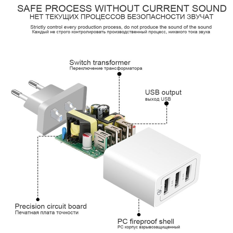 Bộ sạc nhanh du lịch SDC-30W 2 trong 1 cáp dữ liệu USB sang 8 Pin + 30W QC 3.0 USB + 2.4A cổng USB 2.0 kép cho điện thoại di động máy tính bảng PC, phích cắm EU, kèm cáp 8 Pin, phích cắm EU