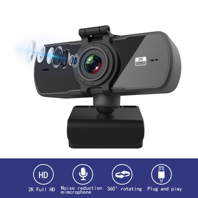Webcam C5 4 triệu điểm ảnh tự động lấy nét 2K Full HD xoay 360 độ USB không cần driver phát trực tiếp có mic, C5
