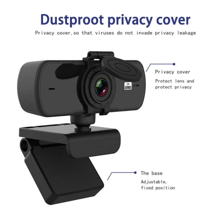 Webcam C5 4 triệu điểm ảnh tự động lấy nét 2K Full HD xoay 360 độ USB không cần driver phát trực tiếp có mic, C5