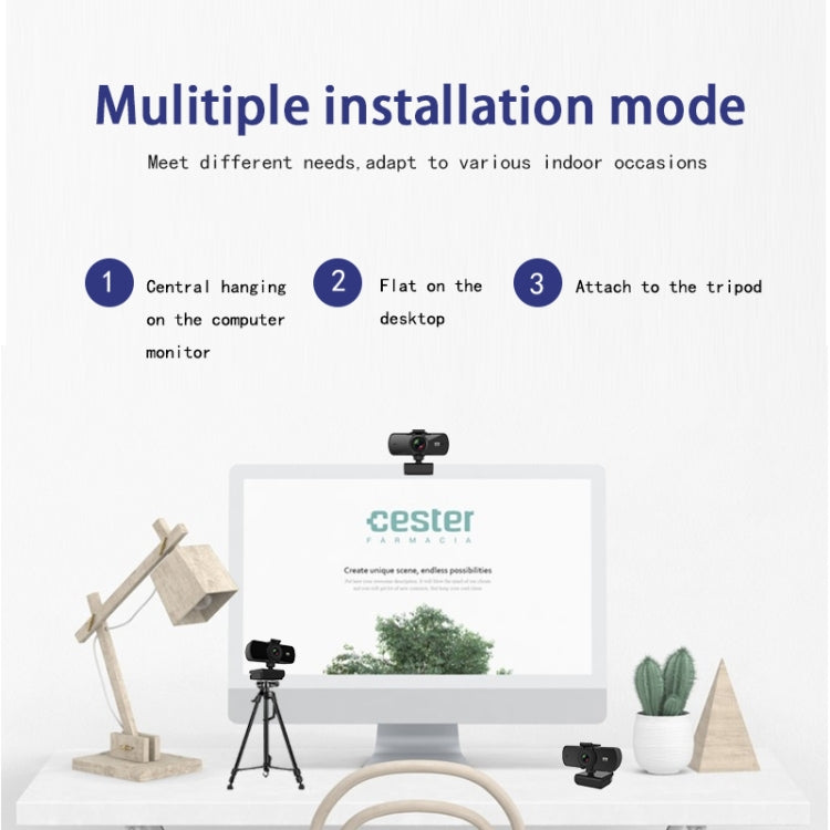 Webcam C5 4 triệu điểm ảnh tự động lấy nét 2K Full HD xoay 360 độ USB không cần driver phát trực tiếp có mic, C5