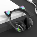 Tai nghe Bluetooth TN-28 3.5mm 5.0 kết nối kép RGB tai mèo bass stereo chống ồn hỗ trợ thẻ TF có mic