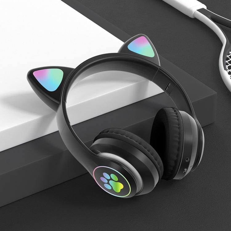 Tai nghe Bluetooth TN-28 3.5mm 5.0 kết nối kép RGB tai mèo bass stereo chống ồn hỗ trợ thẻ TF có mic