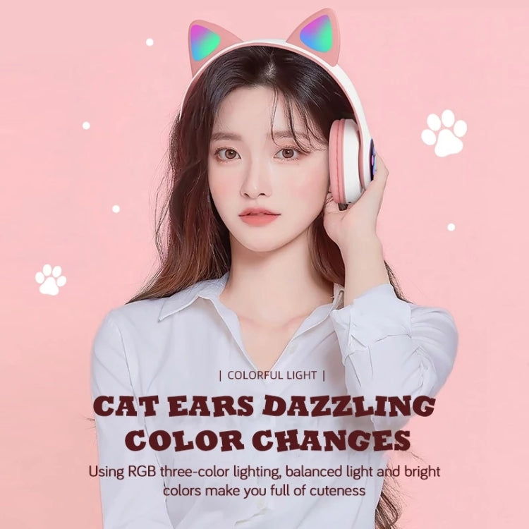 Tai nghe Bluetooth TN-28 3.5mm 5.0 kết nối kép RGB tai mèo bass stereo chống ồn hỗ trợ thẻ TF có mic