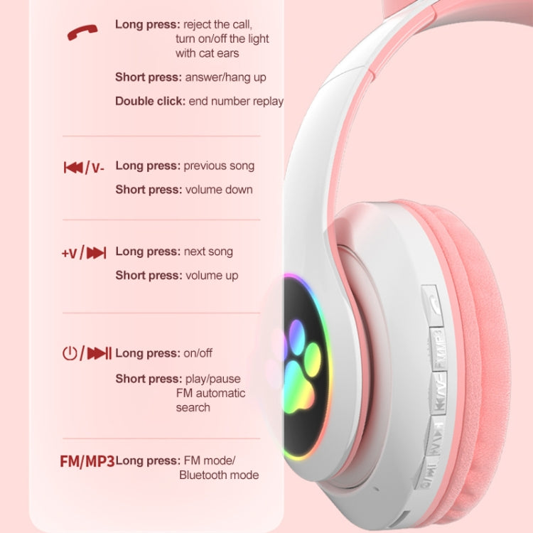 Tai nghe Bluetooth TN-28 3.5mm 5.0 kết nối kép RGB tai mèo bass stereo chống ồn hỗ trợ thẻ TF có mic