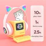 Tai nghe Bluetooth TN-28 3.5mm 5.0 kết nối kép RGB tai mèo bass stereo chống ồn hỗ trợ thẻ TF có mic