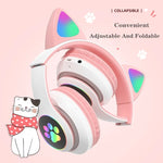 Tai nghe Bluetooth TN-28 3.5mm 5.0 kết nối kép RGB tai mèo bass stereo chống ồn hỗ trợ thẻ TF có mic