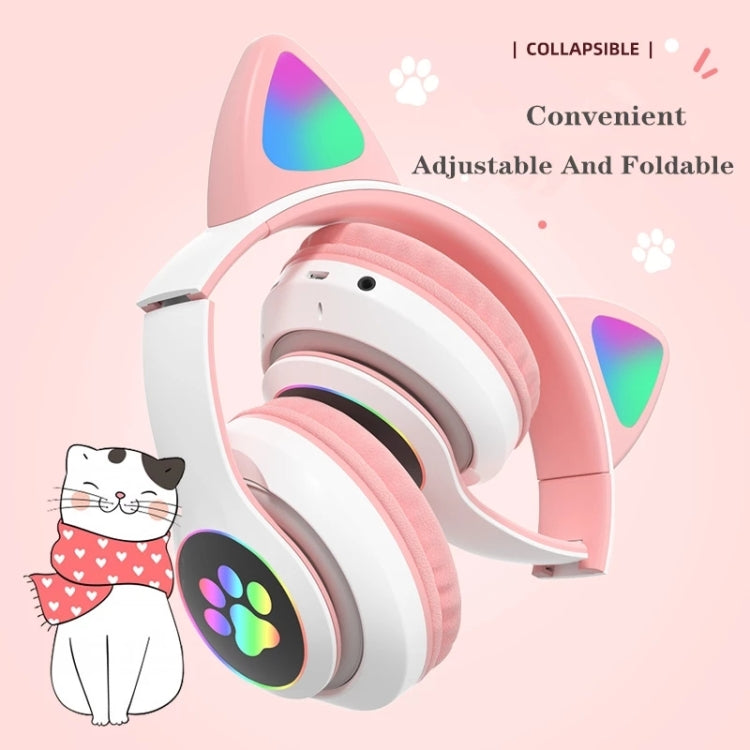 Tai nghe Bluetooth TN-28 3.5mm 5.0 kết nối kép RGB tai mèo bass stereo chống ồn hỗ trợ thẻ TF có mic