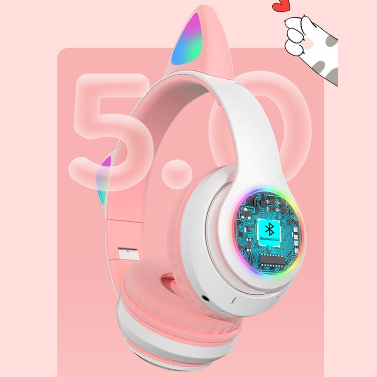 Tai nghe Bluetooth TN-28 3.5mm 5.0 kết nối kép RGB tai mèo bass stereo chống ồn hỗ trợ thẻ TF có mic