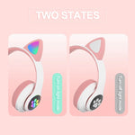 Tai nghe Bluetooth TN-28 3.5mm 5.0 kết nối kép RGB tai mèo bass stereo chống ồn hỗ trợ thẻ TF có mic