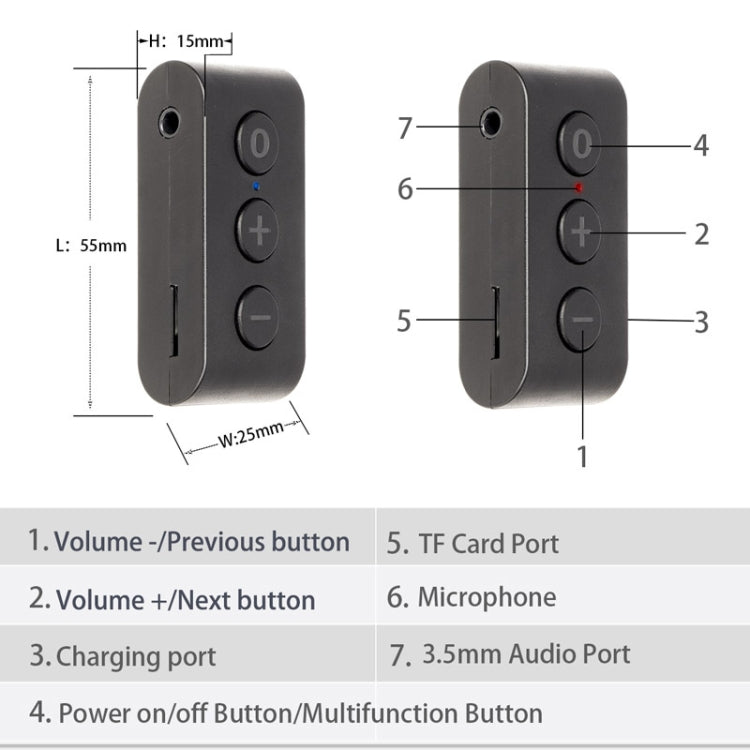 BR03 thẻ nhận Bluetooth 5.0 cho xe hơi, loa, nhạc, bộ thu âm thanh không dây Bluetooth gọi rảnh tay