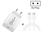 SDC-20W 2 in 1 PD 20W USB-C / Type-C Travel Charger + 3A PD 3.0   USB-C / Type-C to USB-C / Type-C Fast Charge Data Cable Set, Cable Length: 1m,, US Plug, EU Plug, UK Plug