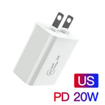 SDC-20W Bộ sạc du lịch 2 trong 1 PD 20W USB-C / Type-C + Bộ cáp dữ liệu sạc nhanh 3A PD3.0 USB-C / Type-C sang 8 Pin, Chiều dài cáp: 1m, Phích cắm US, Phích cắm EU, Phích cắm UK