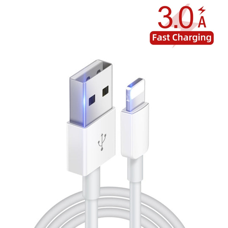 XJ-019 Cáp dữ liệu sạc nhanh giao diện USB đực sang 8 Pin đực 2.4A, Chiều dài: 3m, 8 Pin