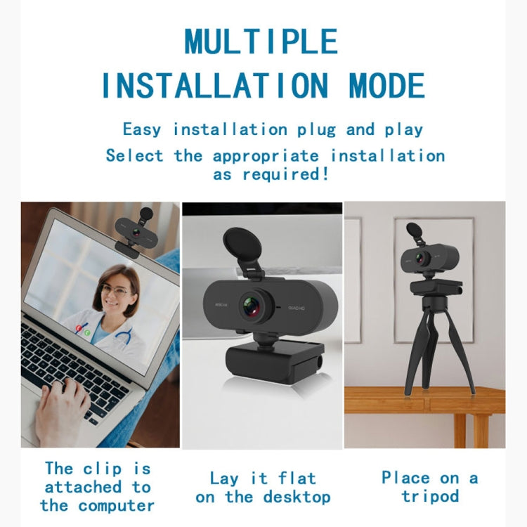B1 Webcam HD 1080P độ phân giải 2K 4 triệu điểm ảnh xoay 360 độ với Mic & Chân đế