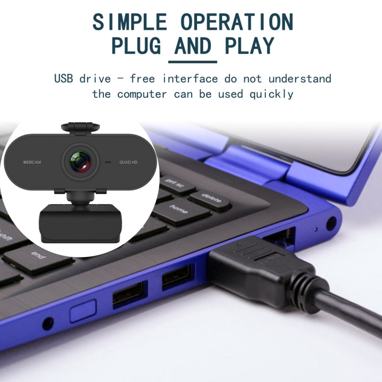 B1 Webcam HD 1080P độ phân giải 2K 4 triệu điểm ảnh xoay 360 độ với Mic & Chân đế