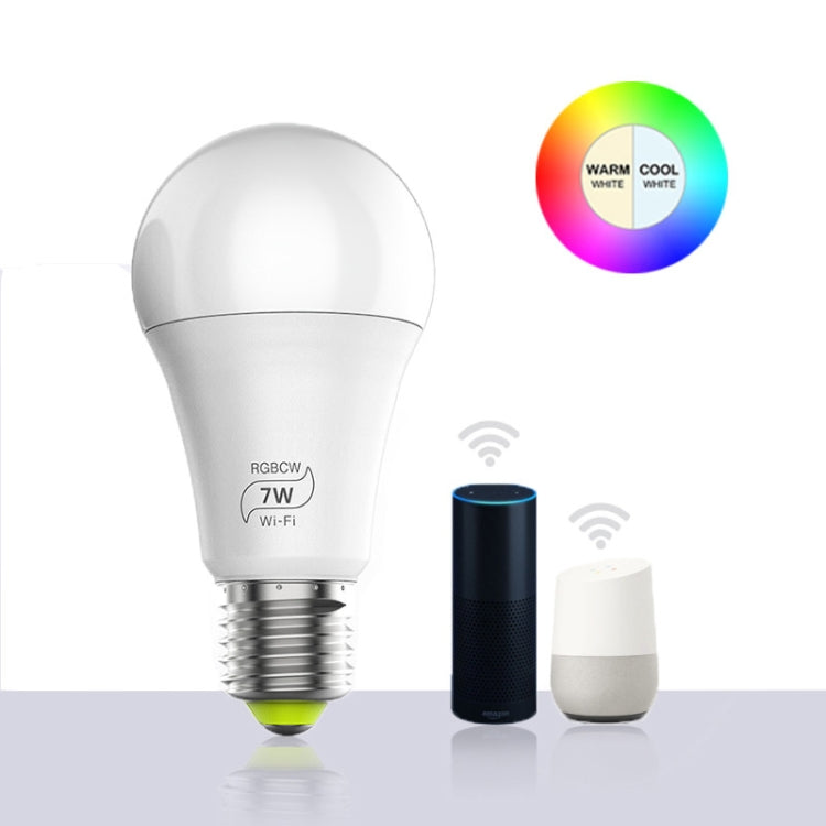 Bóng đèn thông minh LED RGBCW 7W E27 WIFI cho nhà thông minh không dây