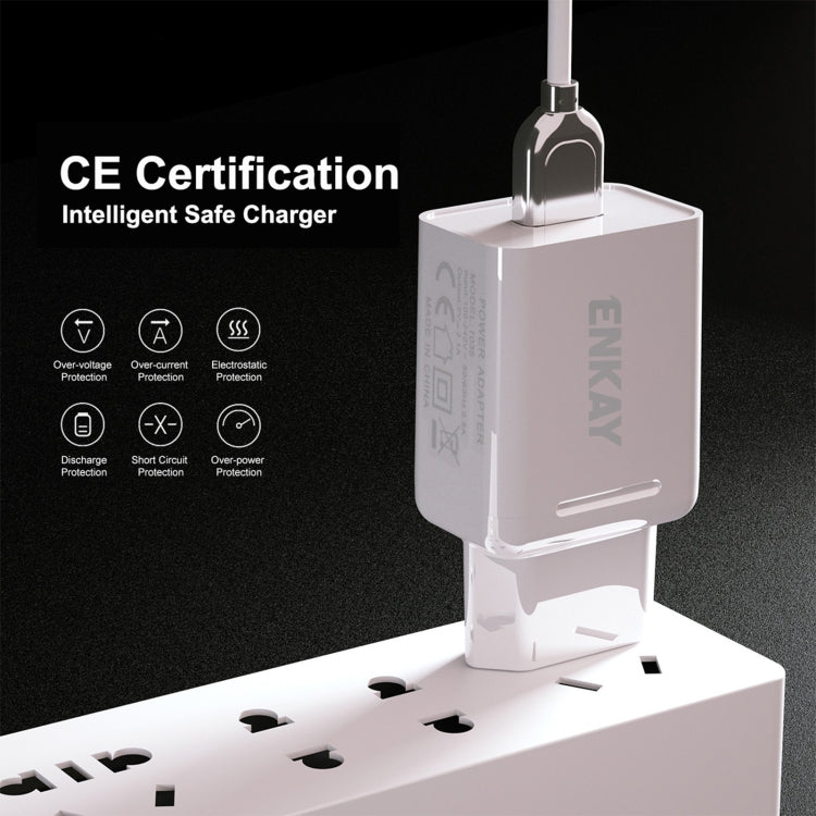 ENKAY Mũ-Prince T006-1 Bộ chuyển đổi nguồn sạc nhanh USB QC 3.0 18W cho du lịch, phích cắm EU