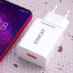 ENKAY Mũ-Prince T006-1 Bộ chuyển đổi nguồn sạc nhanh USB QC 3.0 18W cho du lịch, phích cắm EU