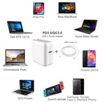 Bộ sạc laptop PD USB-C / Type-C 96W PD-96W + Cáp sạc nhanh USB-C / Type-C 5A dài 2m cho MacBook Pro, Phích cắm EU, Phích cắm Mỹ, Phích cắm Anh