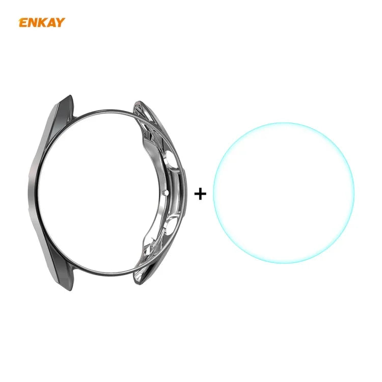 Bộ 2 trong 1 Ốp TPU mềm mạ điện + Miếng dán kính cường lực 0.2mm 9H 2.15D cạnh cong ENKAY Hat-Prince, dành cho Samsung Galaxy Watch 3 41mm